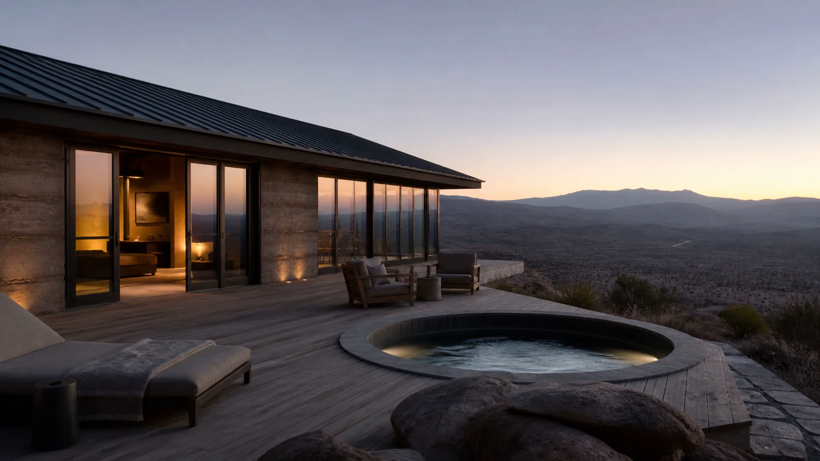 Else terrace overlooking a California desert valley